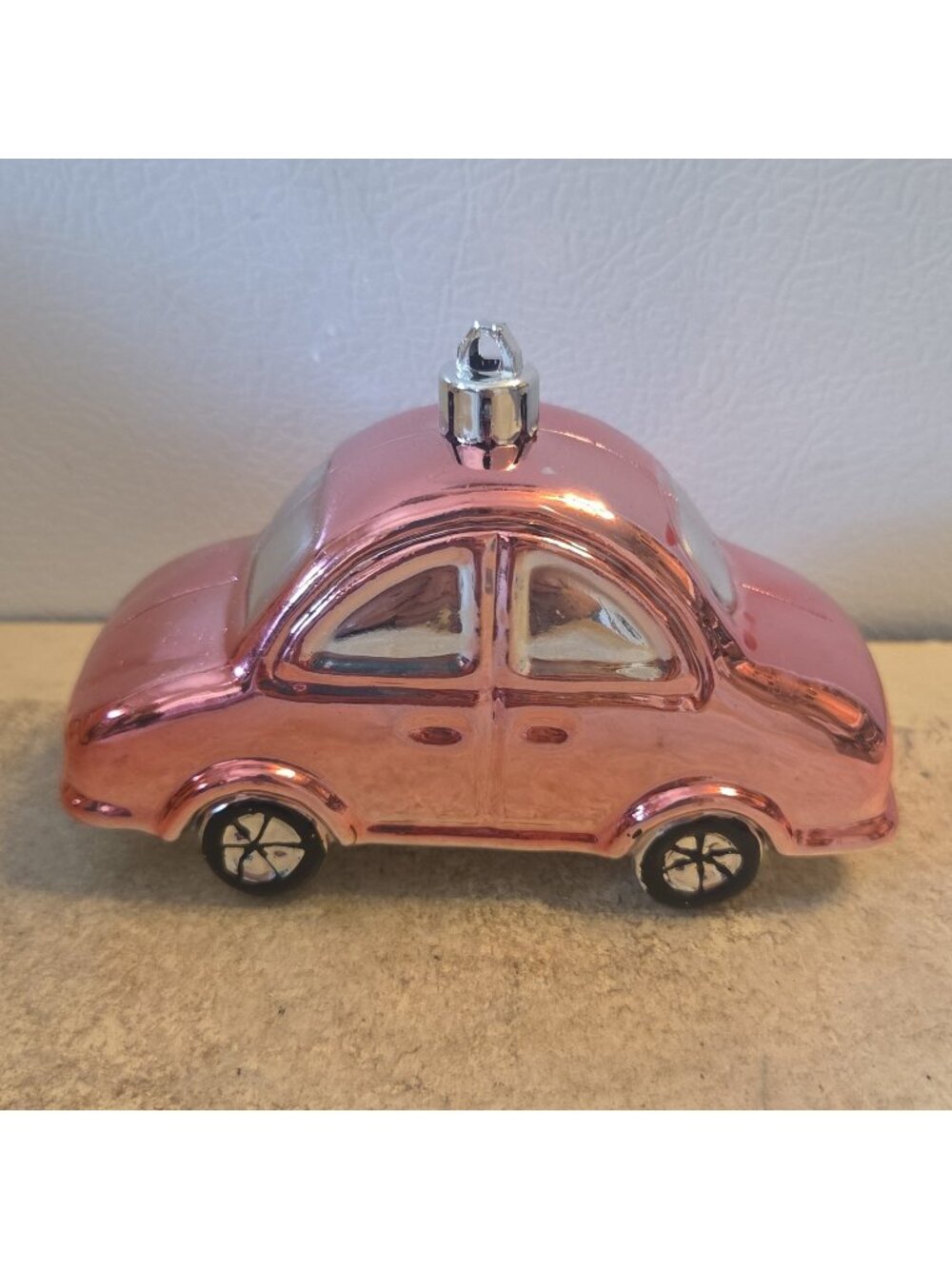 Volkswagon Beetle VW Bug Christmas Ornament Pink Plastic